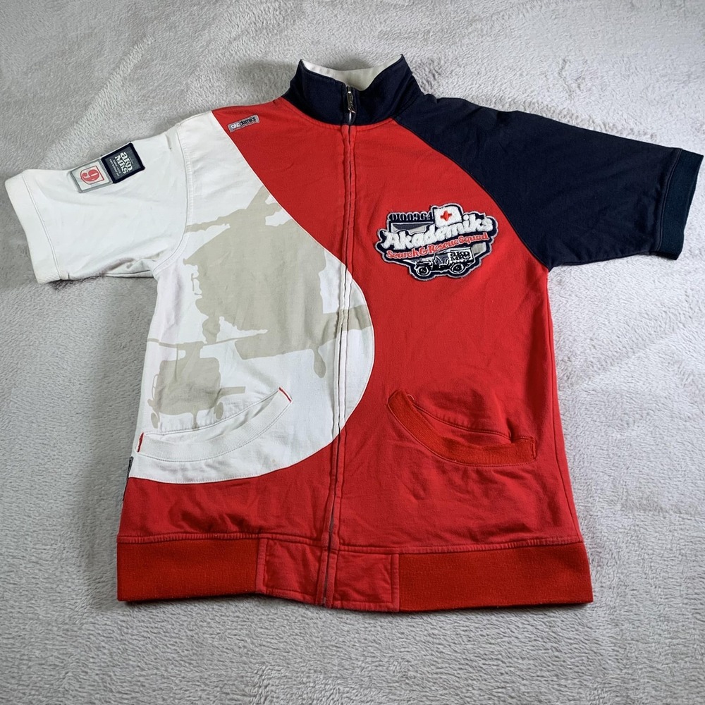 Akademiks Search & Rescue Sweatshirt Boys 10-12 Red Blue Short Sleeve Full‎ Zip
